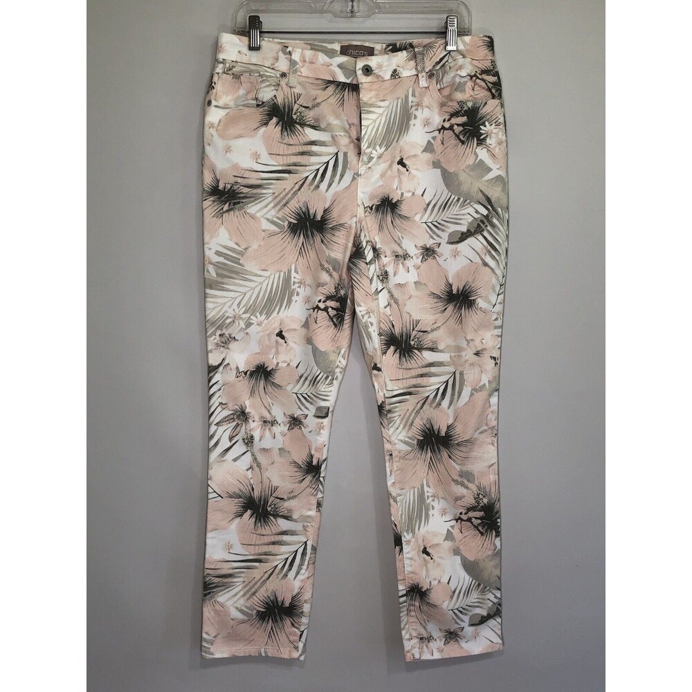 Chico's Ankle Women’s Sz 1/8 Ankle Skinny Stretch Jeans Pink Hibiscus 570202308